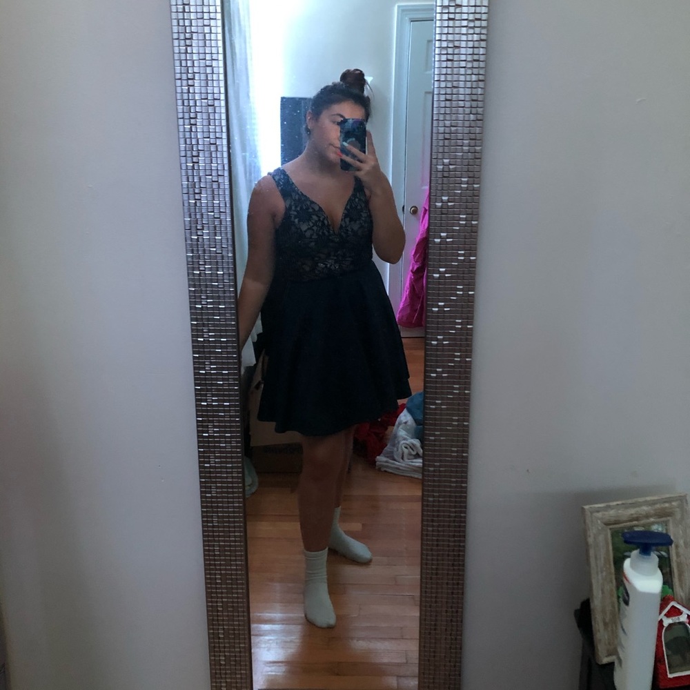 NAVEY BLUE AND FLORAL DRESS
